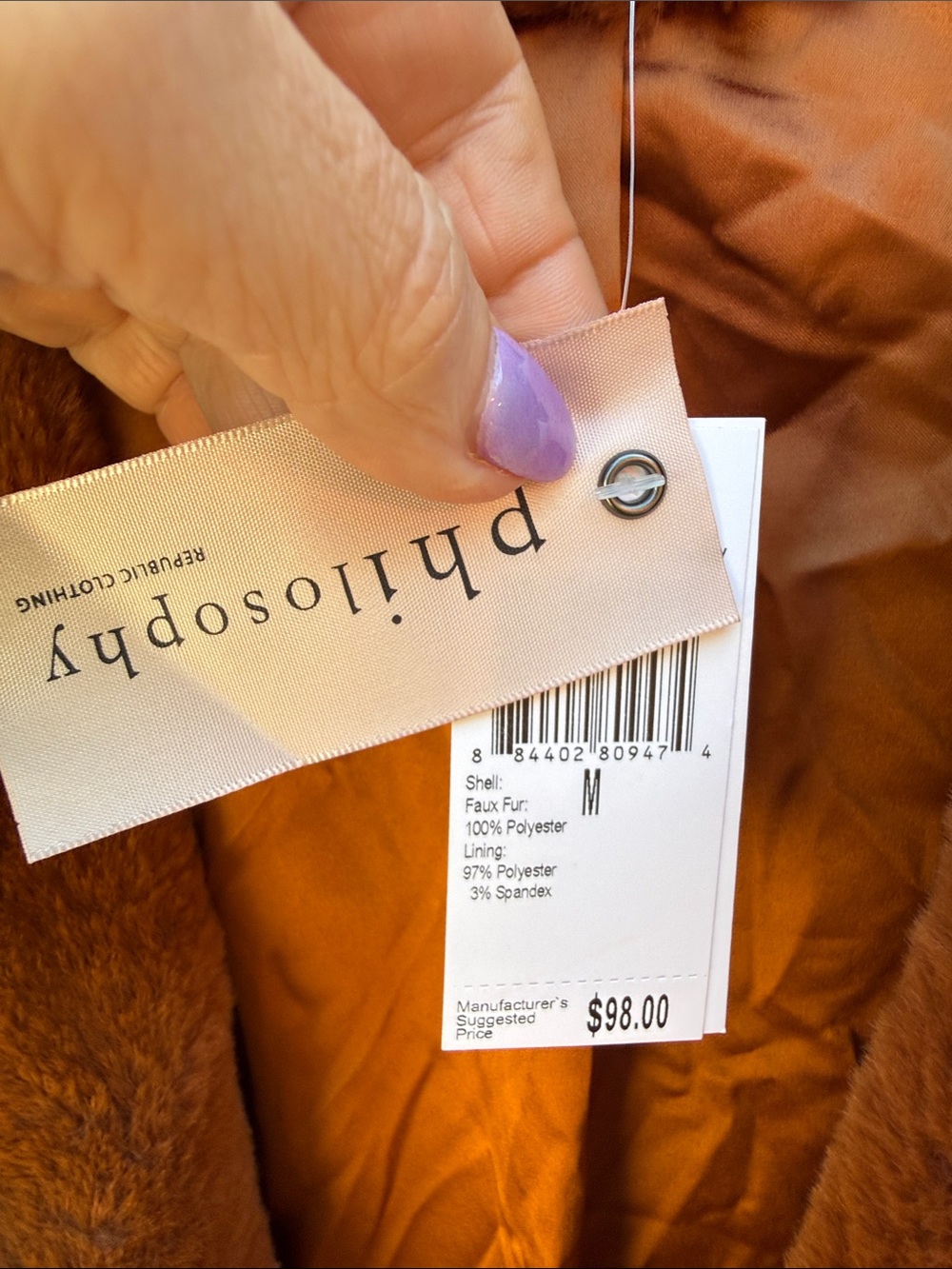 NWT Plush Philosophy Faux Fur Jacket in Chestnut Brown Size M - Picture 6 of 11